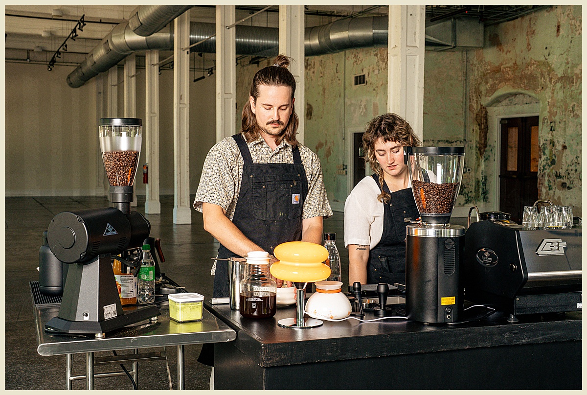 In action headshot photography in Columbia, SC for local baristas