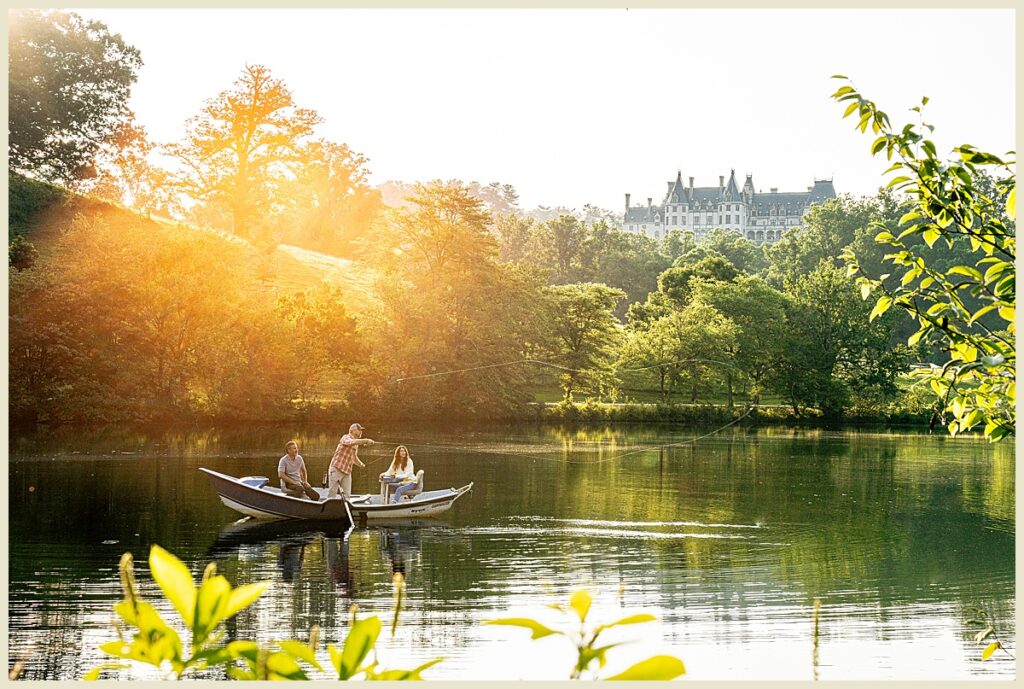 Travel Photographer captures guests fishing behind the Biltmore Estate in Asheville, NC.