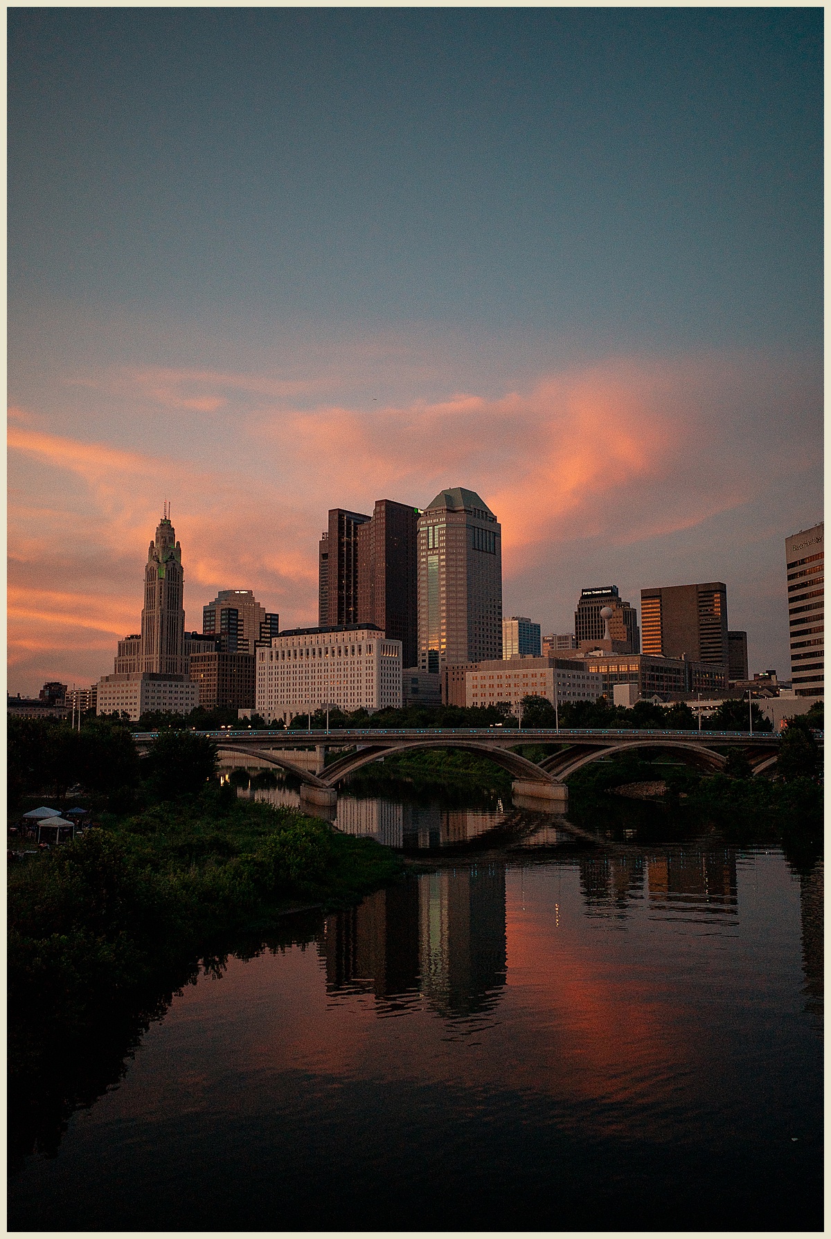 Columbus, Ohio skyline taken by Columbus Commercial photographer.
